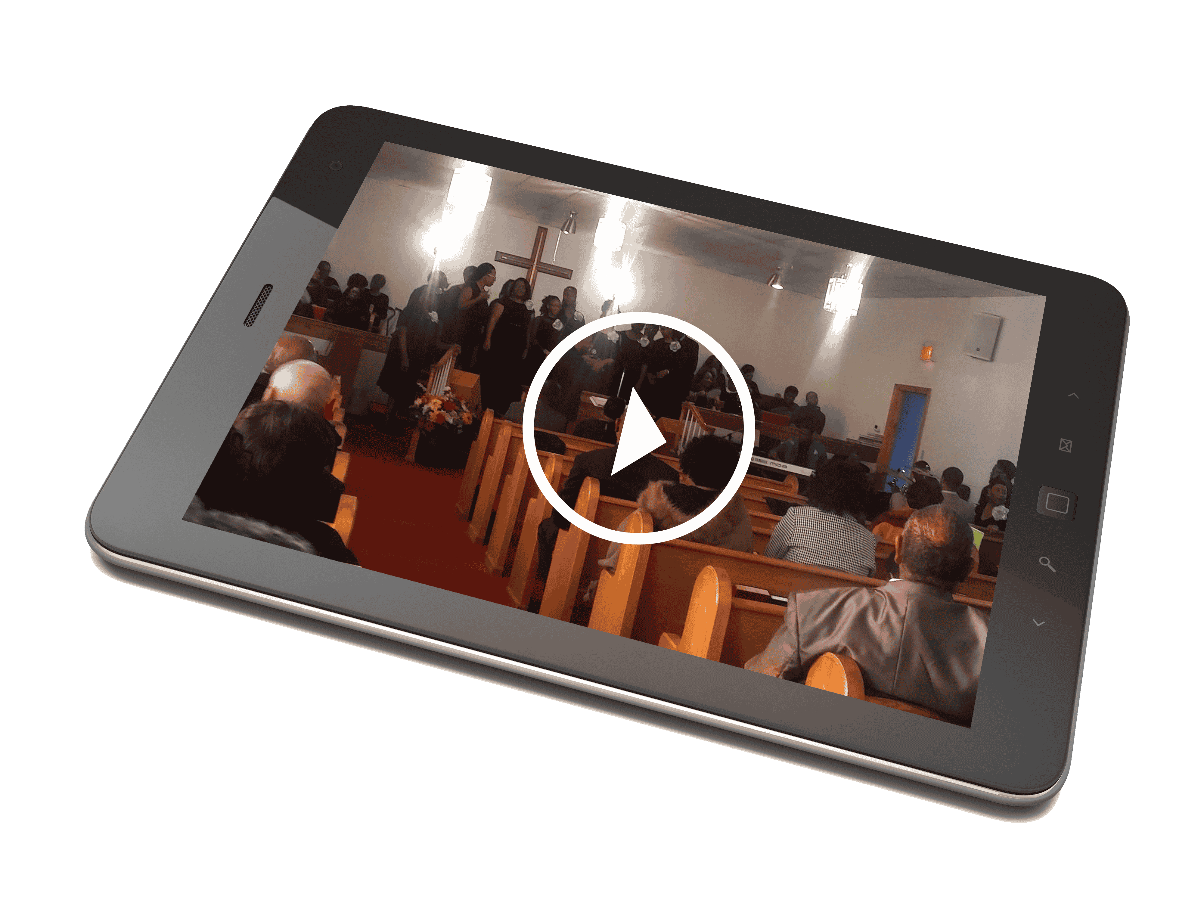 tablet with church congregation